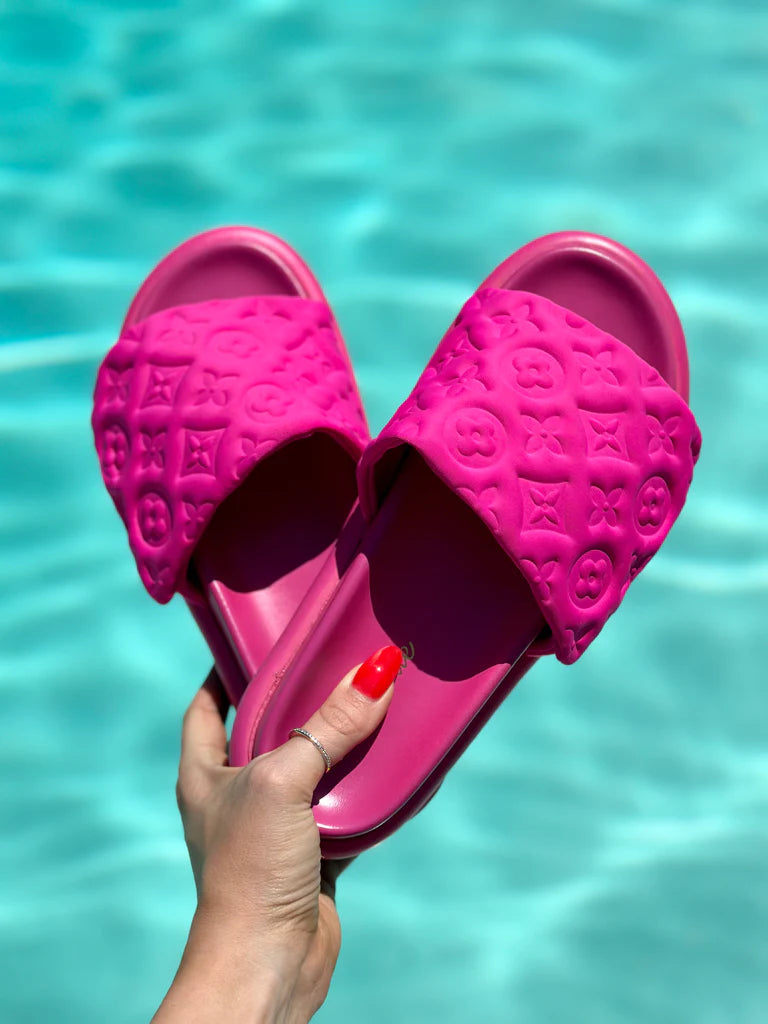 Pink hot sale designer slides