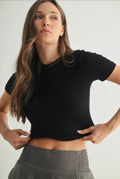 The perfect ribbed baby tee black