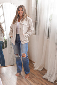 CREAM CORDUROY SHACKET
