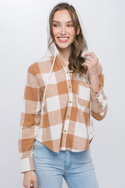 CLAY HOODED FLANNEL