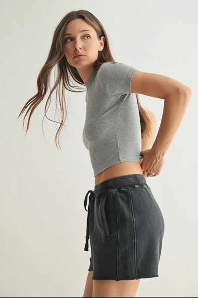 The perfect ribbed baby tee grey