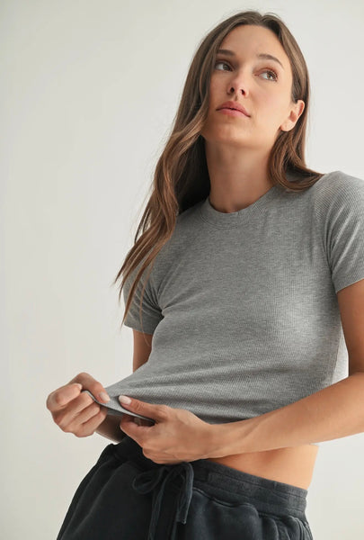 The perfect ribbed baby tee grey