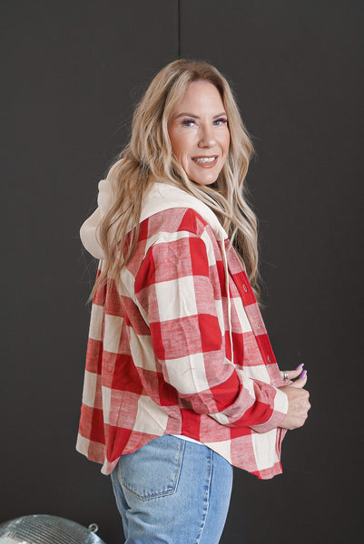 RED HOODED FLANNEL