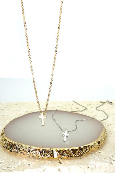 gold dainty cross necklace