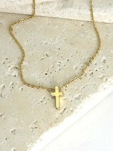 gold dainty cross necklace