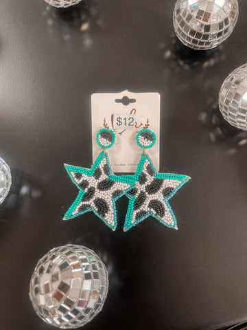 Turquoise Cow Star Earrings